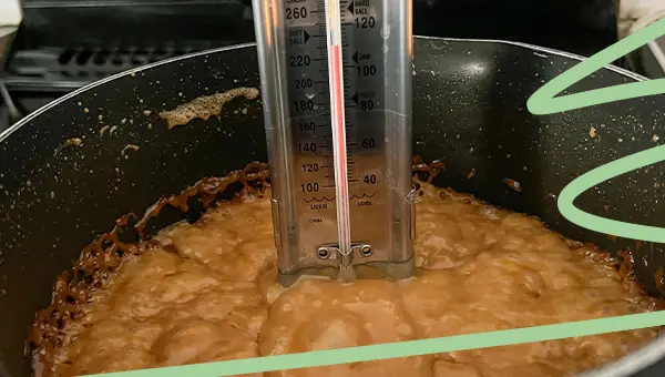 candy thermometer in fudge
